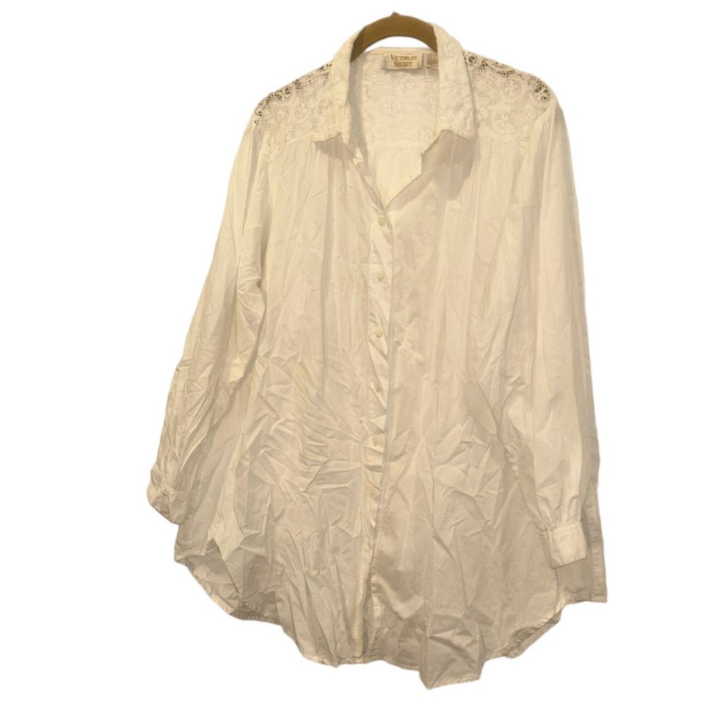 Victoria's Secret VINTAGE 80/90s GOLD LABEL white lace trim top M